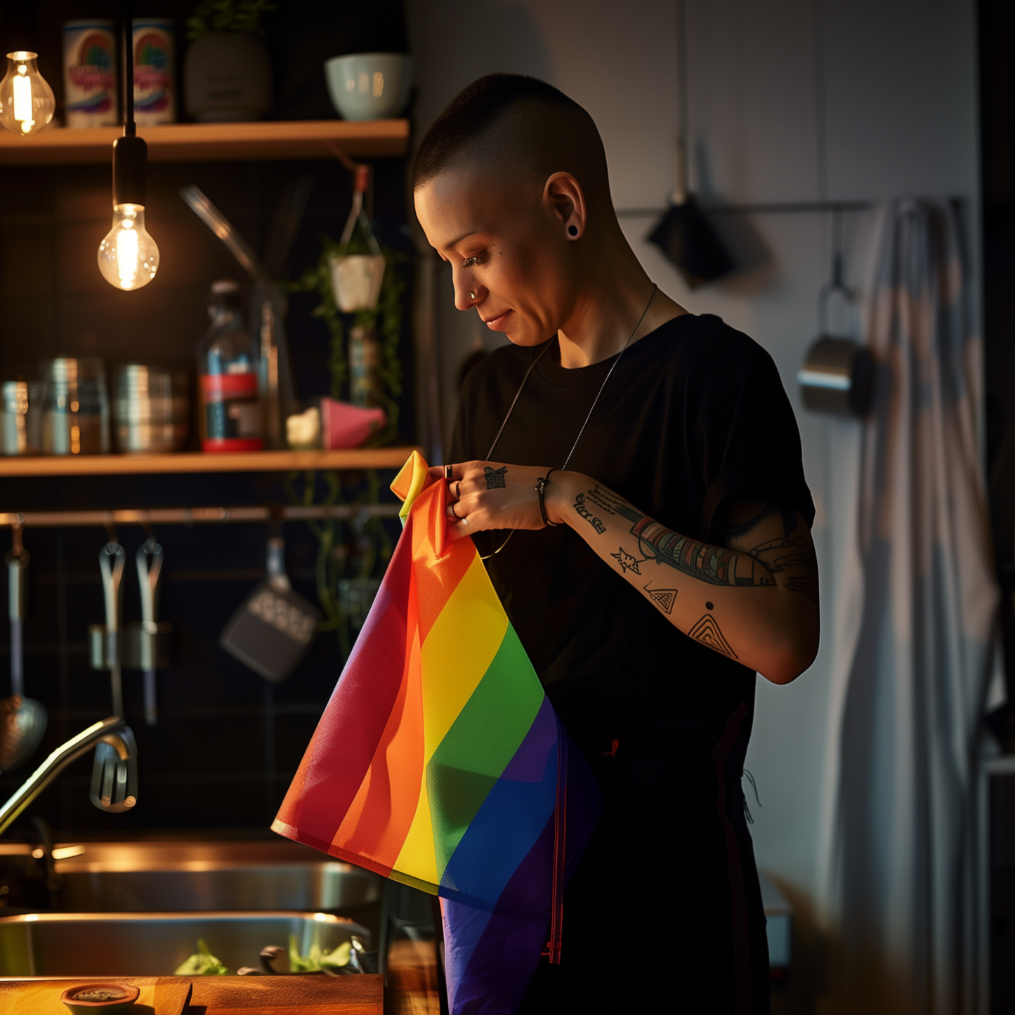 Rainbow pride flag tea towel