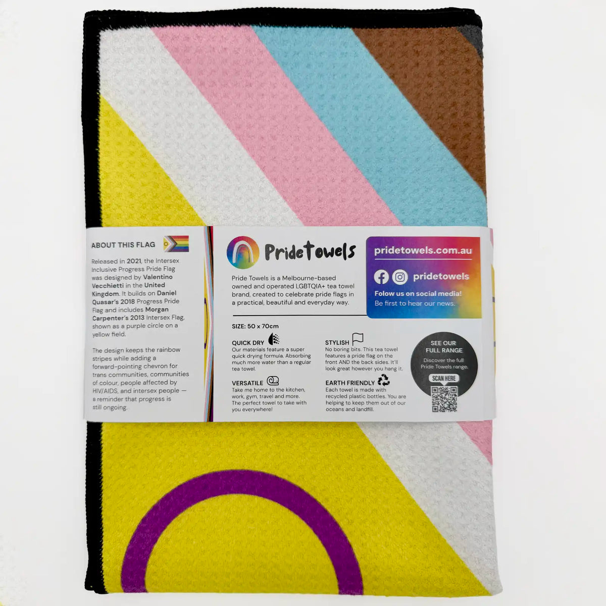 Intersex-Inclusive Progress Pride Flag Tea Towel